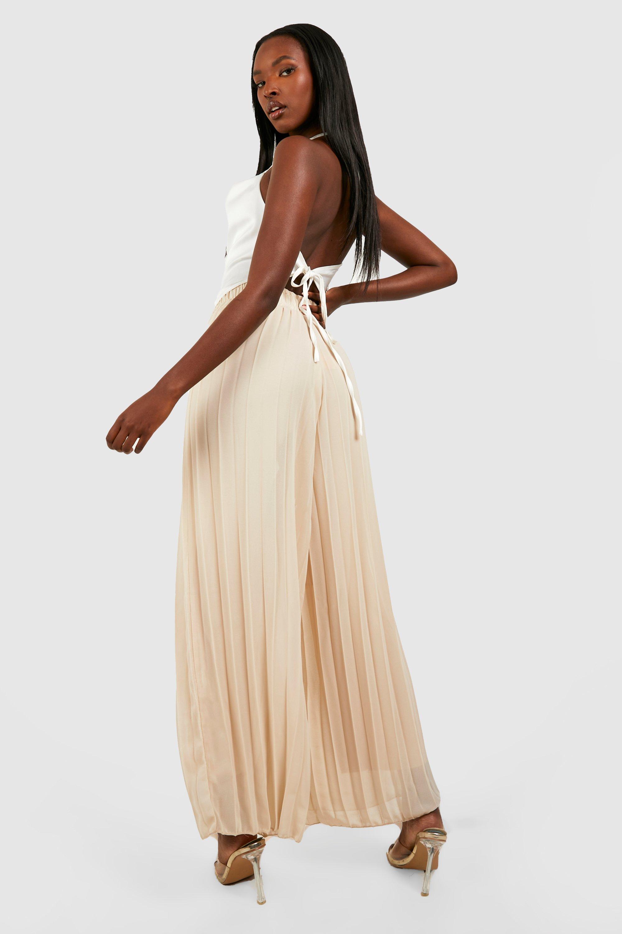 Pleated chiffon 2024 palazzo pants